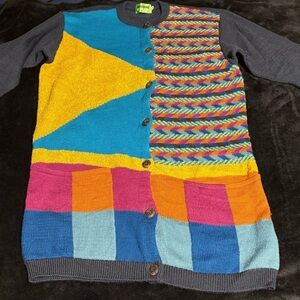 VINTAGE Missoni Club Colorful Patchwork Cardigan SZ 42/US LARGE